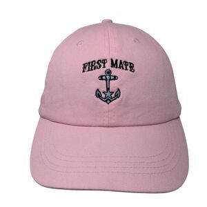 First Mate Anchor Slideback Hat Pink One Size Adjustable Embroidered Headtotoe